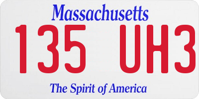 MA license plate 135UH3