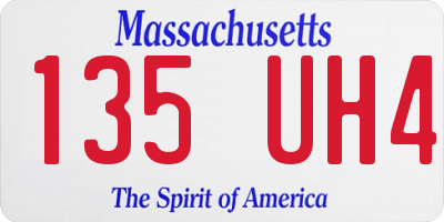MA license plate 135UH4