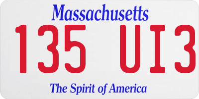 MA license plate 135UI3