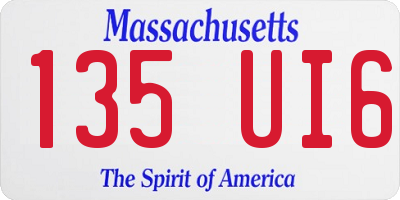 MA license plate 135UI6