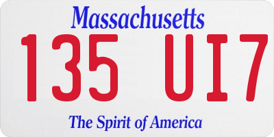 MA license plate 135UI7