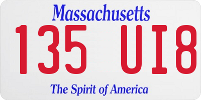 MA license plate 135UI8