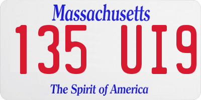MA license plate 135UI9