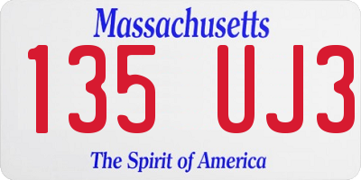 MA license plate 135UJ3