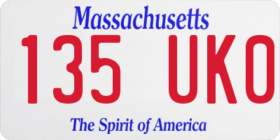 MA license plate 135UK0