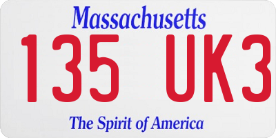 MA license plate 135UK3