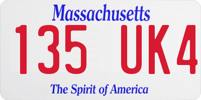 MA license plate 135UK4