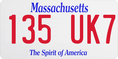 MA license plate 135UK7