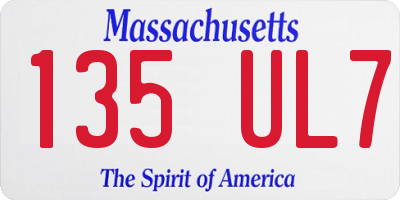 MA license plate 135UL7