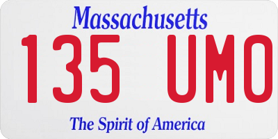 MA license plate 135UM0
