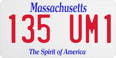 MA license plate 135UM1