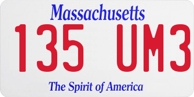 MA license plate 135UM3