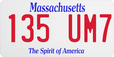 MA license plate 135UM7
