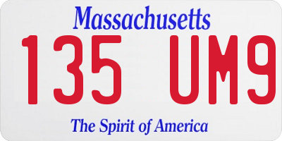 MA license plate 135UM9