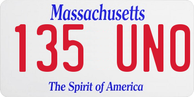 MA license plate 135UN0