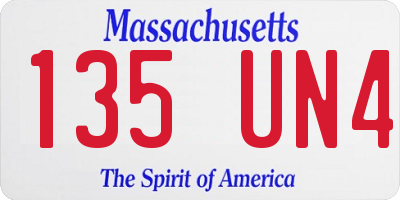MA license plate 135UN4