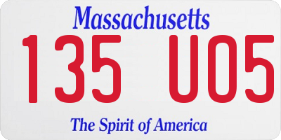 MA license plate 135UO5
