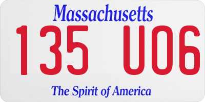 MA license plate 135UO6
