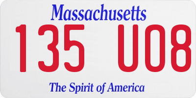 MA license plate 135UO8