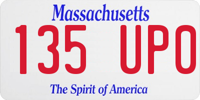 MA license plate 135UP0