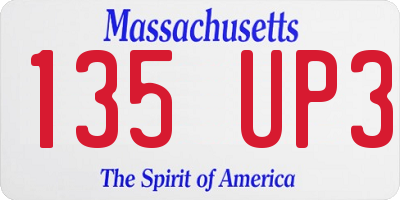 MA license plate 135UP3