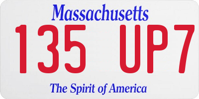 MA license plate 135UP7