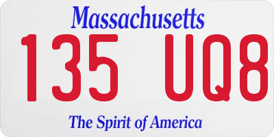 MA license plate 135UQ8