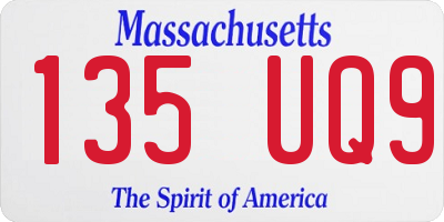 MA license plate 135UQ9