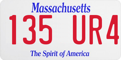 MA license plate 135UR4