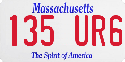 MA license plate 135UR6