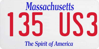 MA license plate 135US3