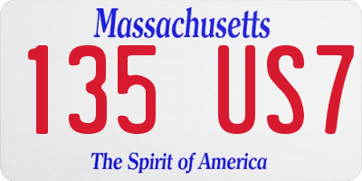 MA license plate 135US7