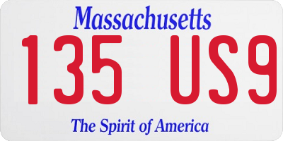 MA license plate 135US9