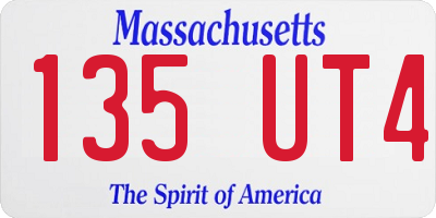 MA license plate 135UT4