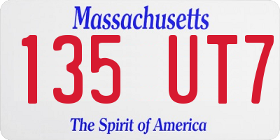 MA license plate 135UT7