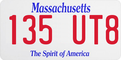 MA license plate 135UT8
