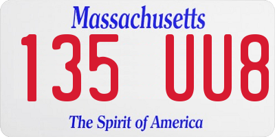 MA license plate 135UU8