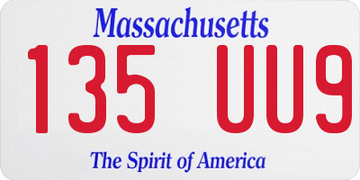 MA license plate 135UU9