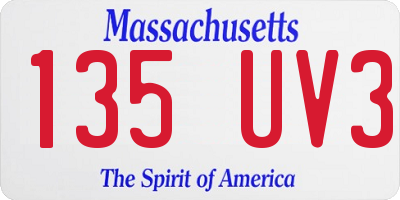 MA license plate 135UV3