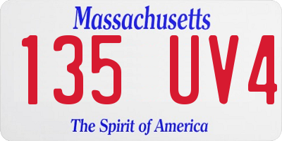 MA license plate 135UV4
