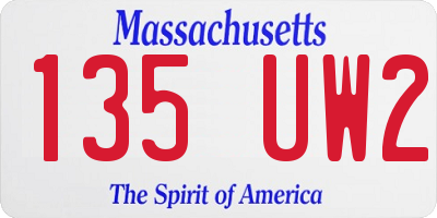 MA license plate 135UW2
