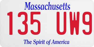 MA license plate 135UW9