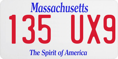 MA license plate 135UX9
