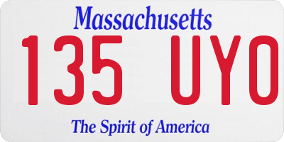 MA license plate 135UY0