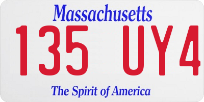 MA license plate 135UY4