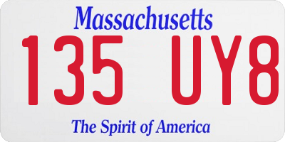 MA license plate 135UY8