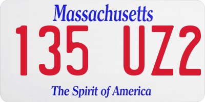 MA license plate 135UZ2
