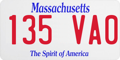 MA license plate 135VA0