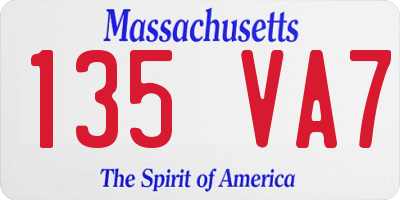 MA license plate 135VA7