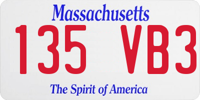 MA license plate 135VB3